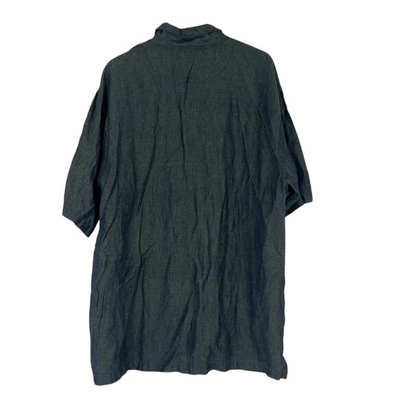 Vintage Culture Button Down Shirt Mens 2X Black Gray Palm Tree Cotton Linen Y2K - Picture 4 of 5